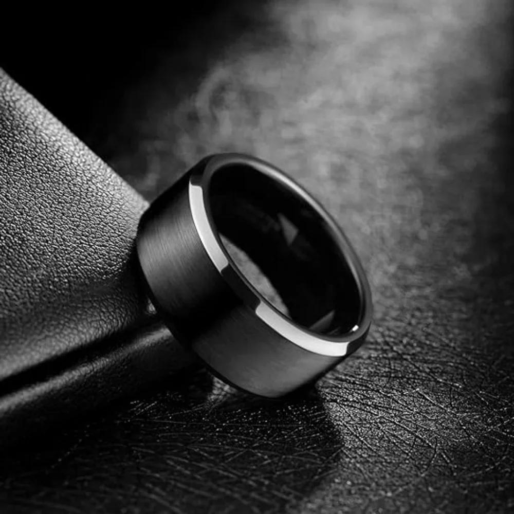 Heren Modieuze Roestvrijstalen Zwart Stalen Kleur Ring