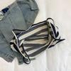 Casual Literary Canvas Bag Fashionable Contrasting Color Handbag Small Fresh Striped Shoulder Bag Women's Bag