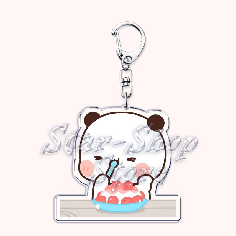 Cute Bubu Love Dudu Yier Keychains Couple Bear Panda Keyrings for Accessories Bag Pendant Key Chain Jewelry Fans Lovers Gifts