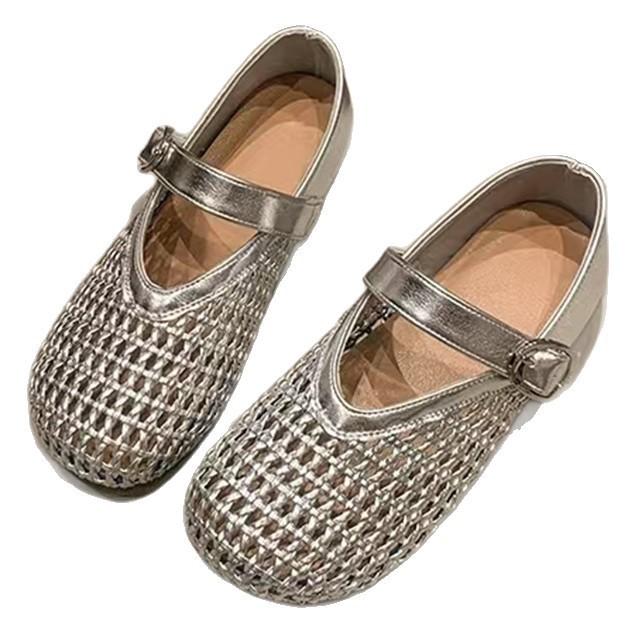 Tkané dámské boty Mary Jane jednoboty síťované duté boty 2025 léto nové s plochou podrážkou s měkkou podrážkou boty rybářská síť sandály