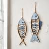 Large Wooden Fish Wall Hanging Decor Hand Carved Fish Chime Wall Decor for Nautical Theme Beach Theme Lake House