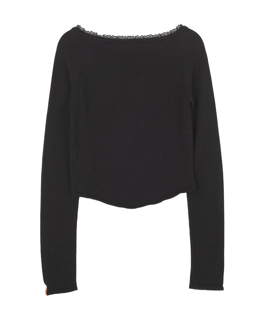 HARDCORE HAPPINESS Lace Boat Neck Knit_Black