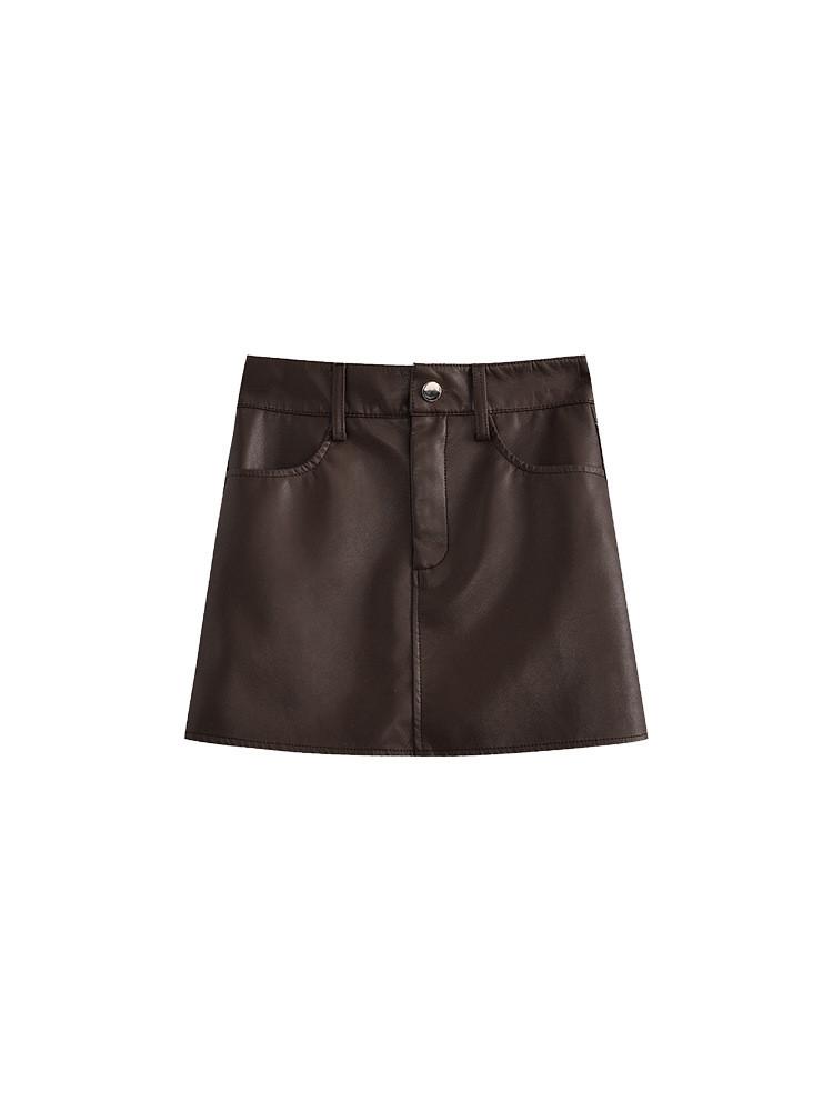 Pu Leather Aline Mini Skirt For Women With Zipper Closure Trendy Streetwear