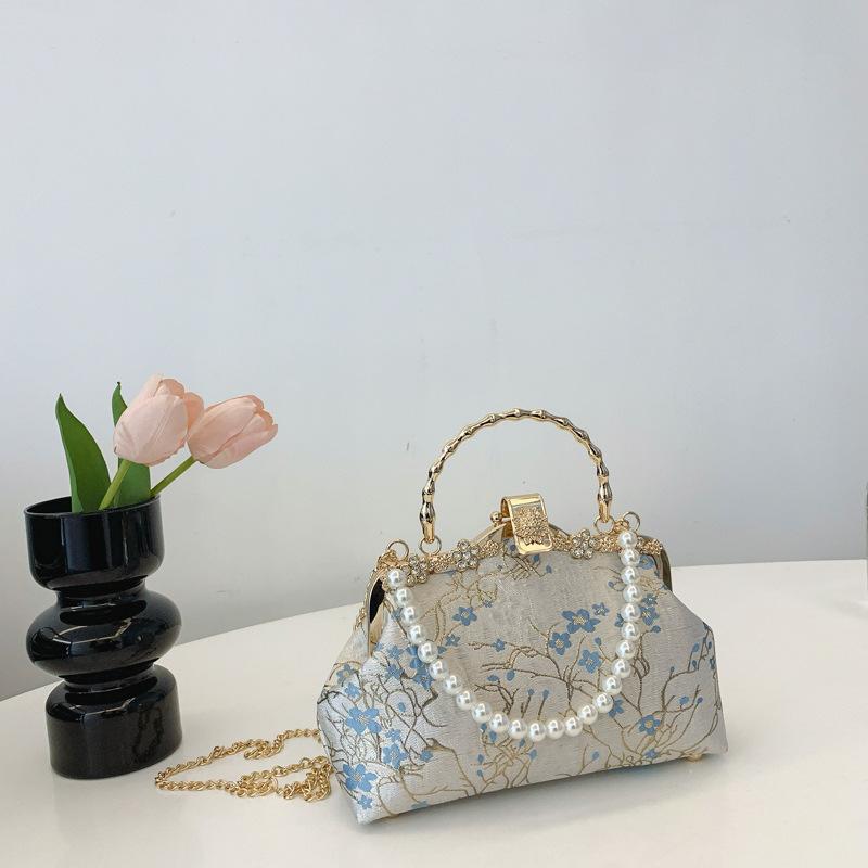 Umhängetasche im chinesischen Stil mit Stickerei Elegante Handtasche Retro Kleine quadratische Tasche Hochzeitsparty Luxus Designer Damen Abendclutch