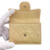 CHANEL Compact wallet Matrasse caviar skin Caviar skin Tri-fold wallet beige Caviar skin Used