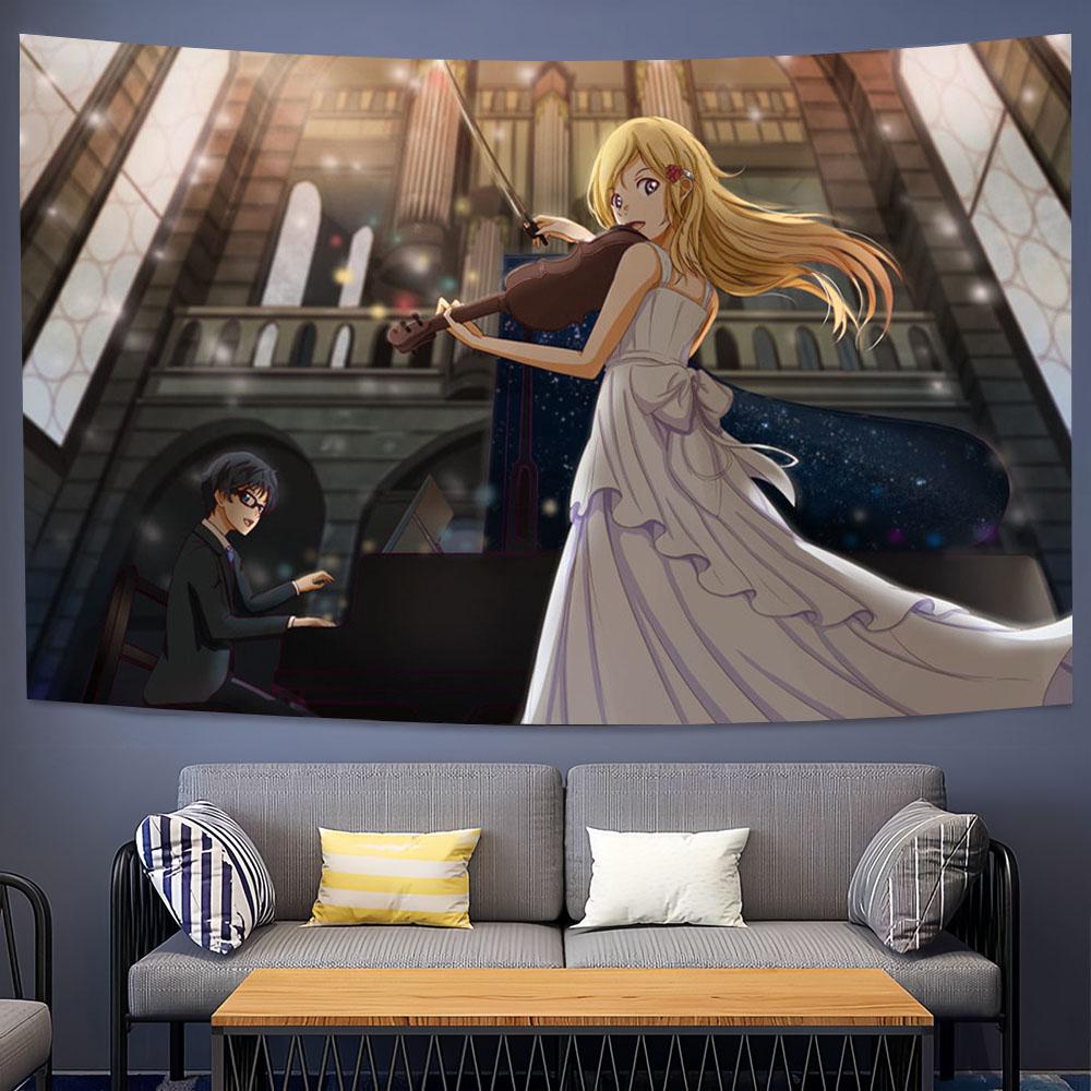 

New Your Lie in April Anime Printed Tapestry Aesthetic Wall Decor for Fans Bedroom Perfect Gift for Friends 74x94cm(29x37in)