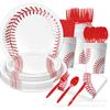 Baseball Baseball Themenparty Zubehör Geburtstagsdekorationen Einweg-Pappteller Pappbecher Papierservietten Tischdecke