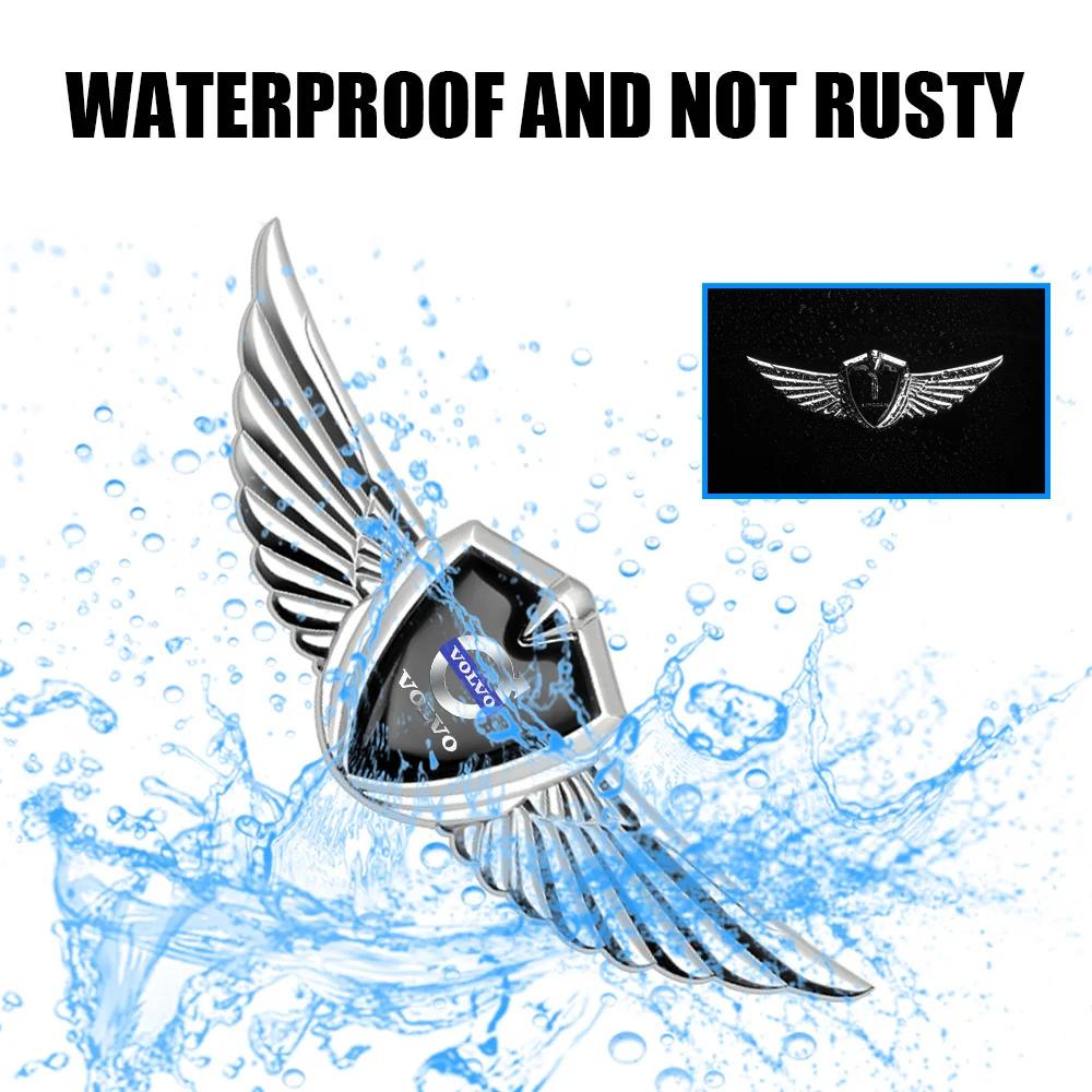 brpez4 3D Eagle Angel Wings Emblem Metal Car Trunk Fender Stickers Accessories For Volvo RDESIGN XC60 XC90 V60 V40 XC40 V50 S60 V70 C70