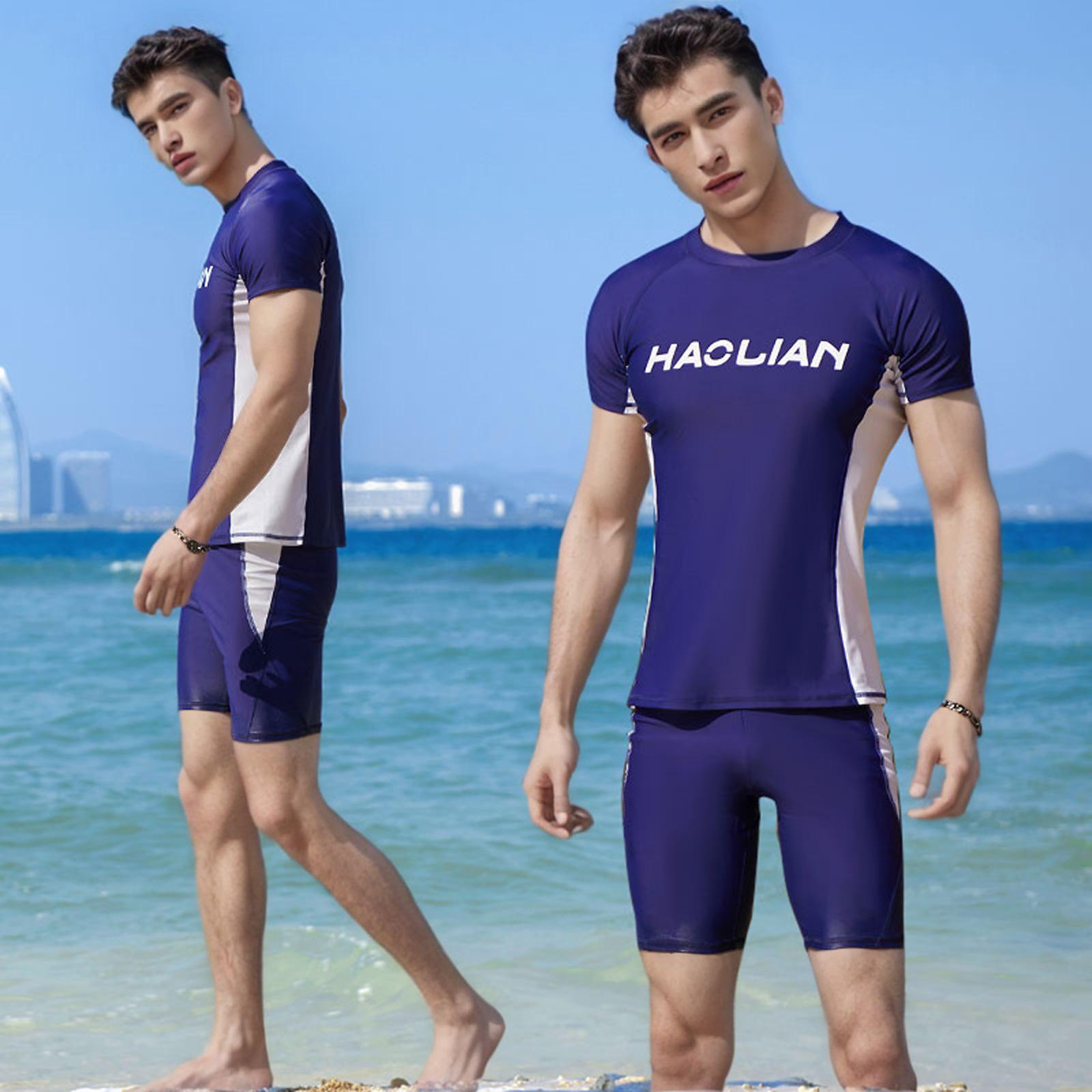 

Men s Quick-Dry Split Set: Sun Protection Short Sleeve Swimsuit for Global Market L (recommended 80-100 jin)