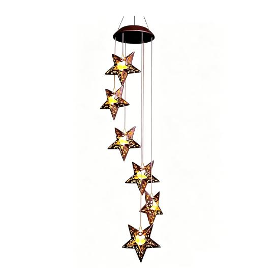 Solar Wind Chime Light, Star Sun Moon Wind Chime Solar Light, Outdoor Hanging Wind Chime, Solar Powered Garden Light for Patio Balcony Porch Terrace