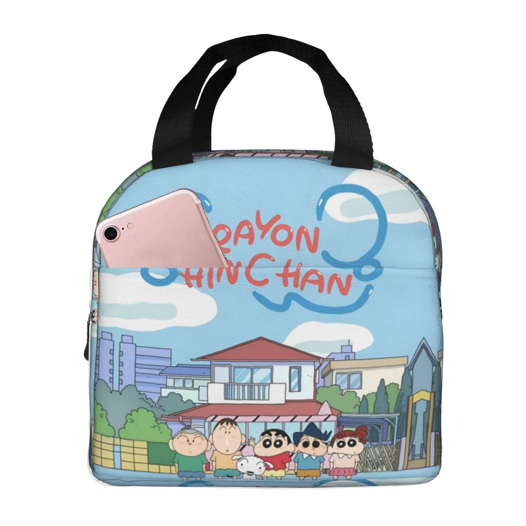 Custom Crayons Shins Chans Insulated Lunch Bags for Camping Travel Cartoon Waterproof Cooler Thermal Bento Box Unisex