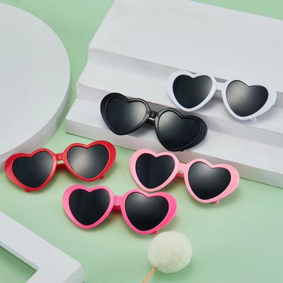 Heart Sunglasses for Dolls, Cute Pet Glasses for Stuffed Animals, Dress Up Accessories for Porch Goose Statue, Toy Eyewear for Kids