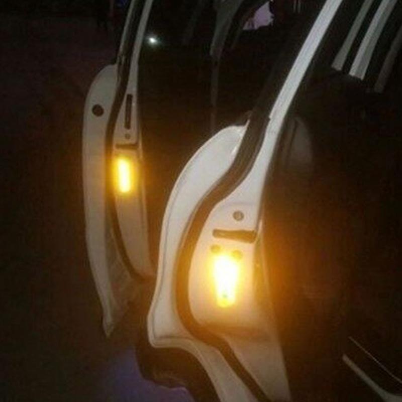 4Pcs Car Door Sticker Safety Open Warn Reflector Tape Decal OPEN Safety Anti-collision Strips Sticker Auto Exterior Accessories