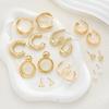 18 Pcs Vintage Gold Geometric Earring Set White Enamel Pearl Stud Drop Big Circle Exaggerated Earrings for Women Daily Jewelry