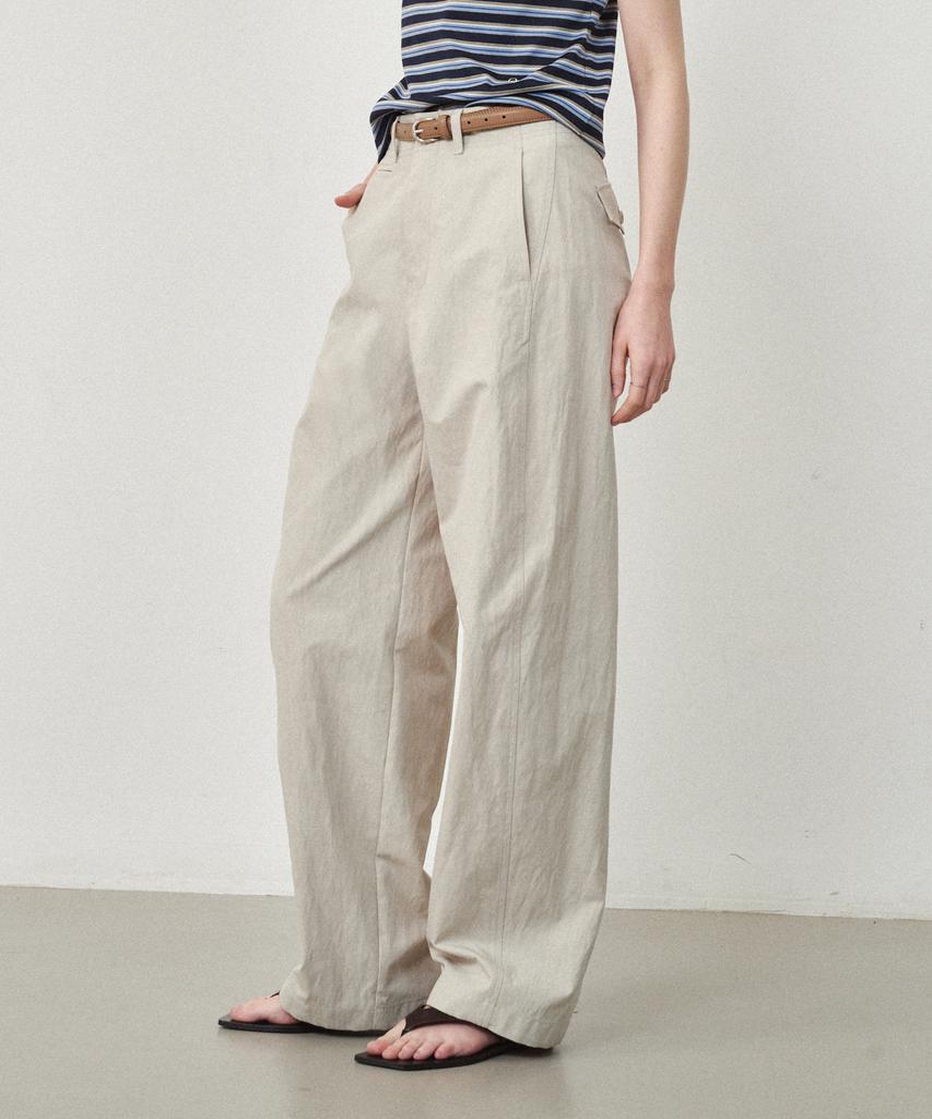OSTKAKA Curved Cotton Pants Greige