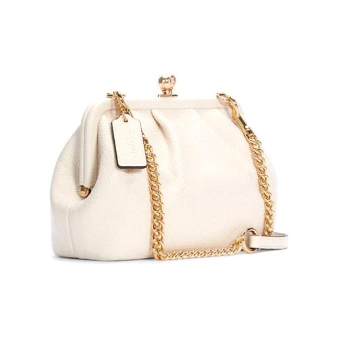 Coach Kisslock 22 Metal Logo Leather Cloud Crossbody Shoulder Bag Women Bags Pure-White C2875-IMCHK