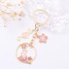 Pretty Flowers Cat Keychains Cherry Blossom Aniamls Plants For Women Girls Birthday Friendship Handamde Jewelry Bag Charm