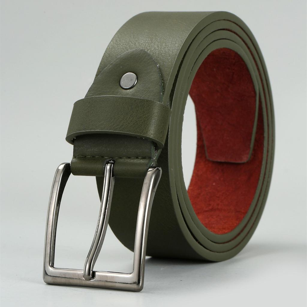 Men'S Belt Casual Business Simple Blue Needle Buckle Belt Light Person Belt Cowhide Bottom Belt