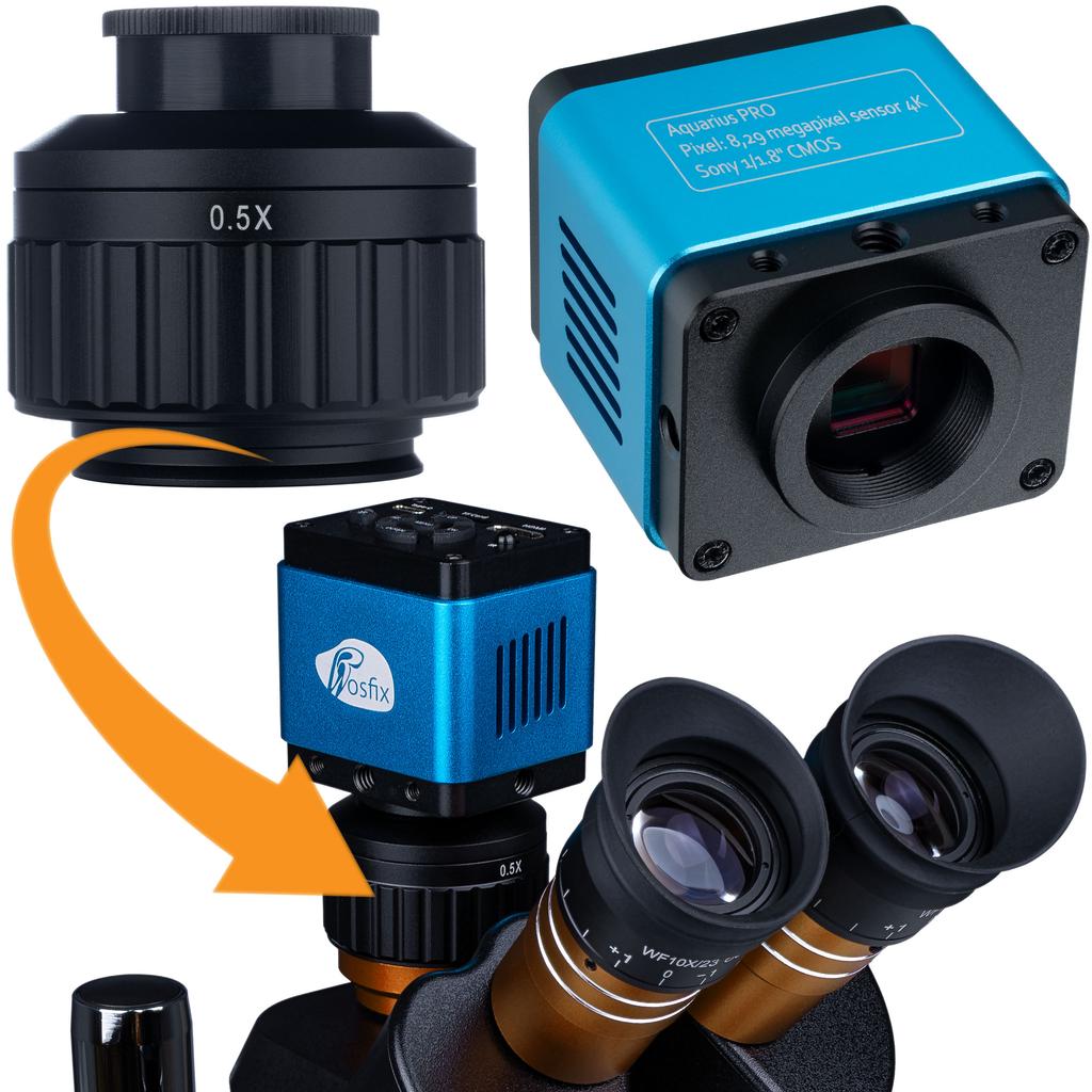 Rosfix Set Microscopio Haumea PRO Serie Nera con Fotocamera 4K – Zoom 6,5–58x | Illuminazione LED 144x | Per SMD, PCB, Educazione