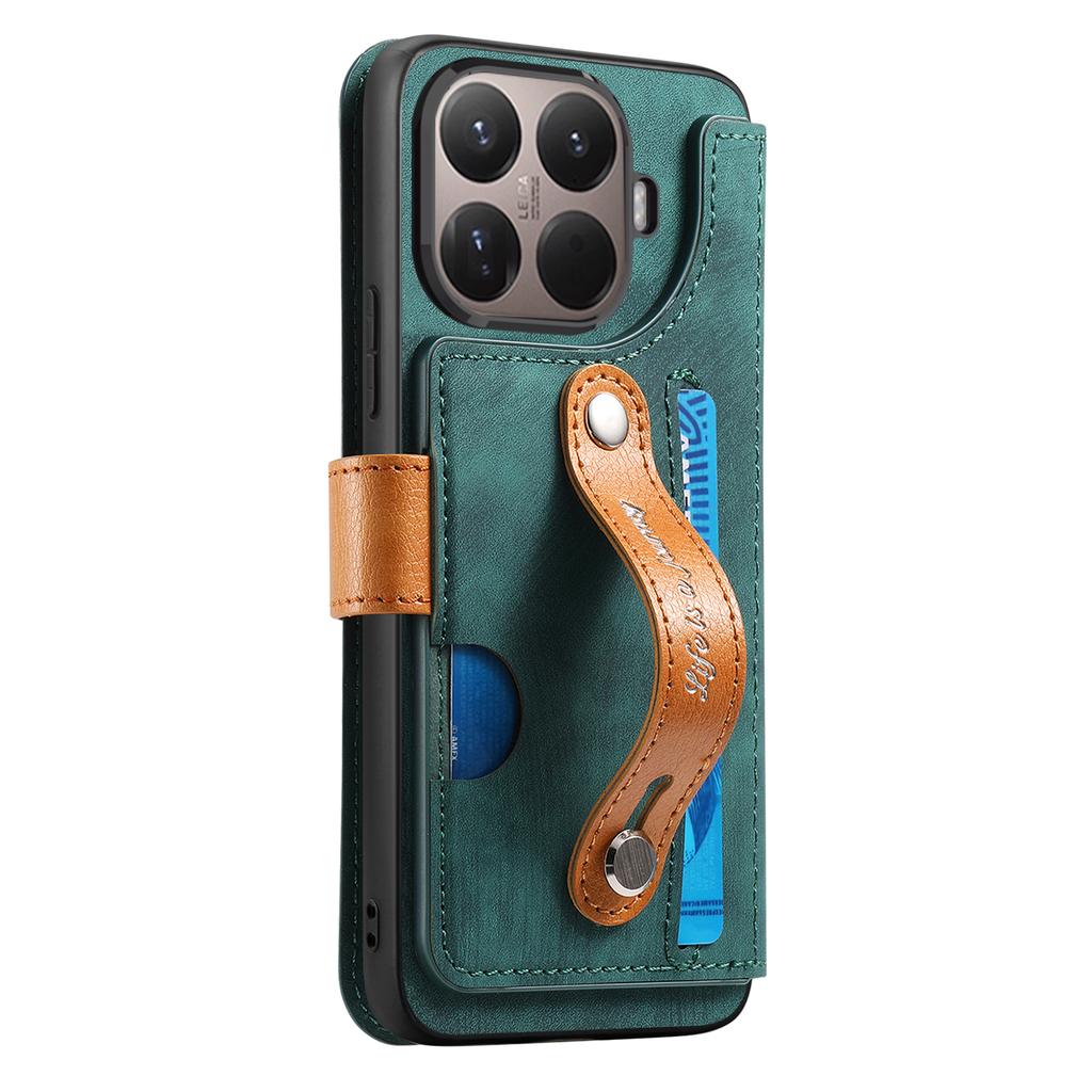 Wallet Case For Xiaomi 15T Pro Retro Leather Phone Cover with Wristband Kickstand