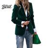Office Outerwear Velvet Suit Coat Long Sleeve Notched Collar Jacket Single Button Versatile Styling Wear Women