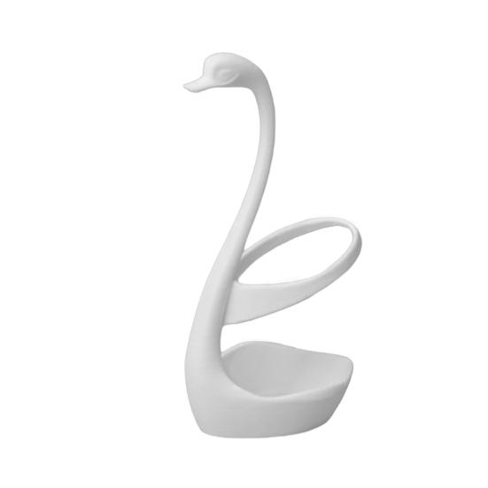 3D Printed Swan Toothbrush Holder Bathroom Organizer with Hollow Water-Draining Design Black White