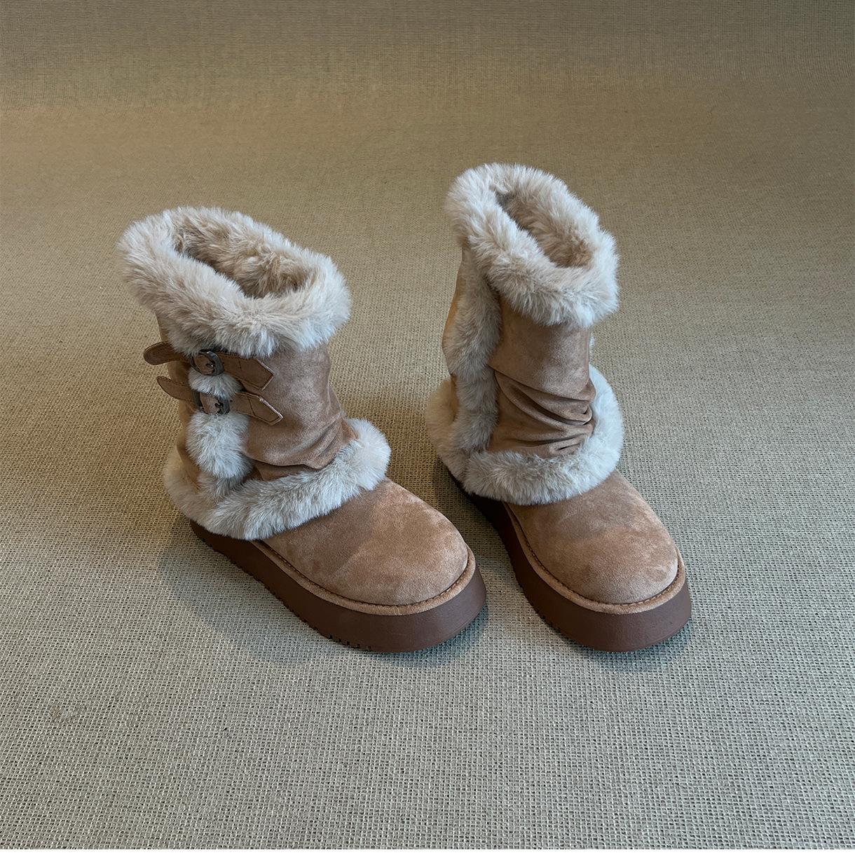 

Women s large size soft elastic winter a foot stirrup warm anti cold padded snow boots non-slip wear outdoor leisure sneakers mid-calf cotton boots 40 малиновий