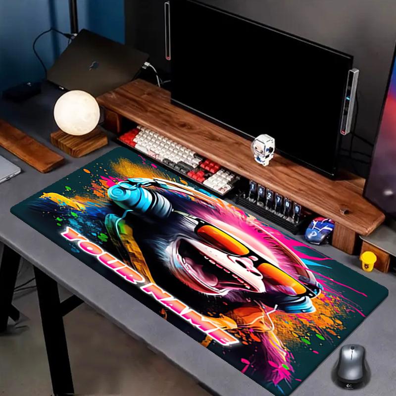 1PC Custom Name Monkey Music Party Mouse pad, keyboard and mouse desk pad, for computer notebook Birthday Gift For Any Room Or Office