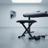 Folding Piano Stool Black X-Shaped Frame Upholstered