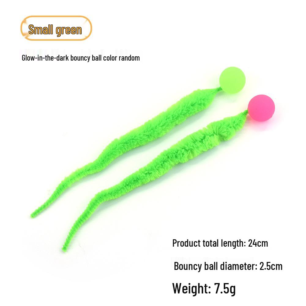 Solid Color Elastic Ball & Caterpillar Teaser Stick Kitten Toy