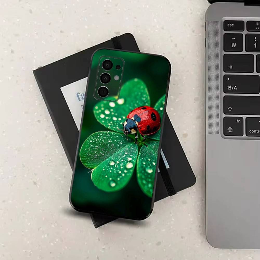 Lnsect Ladybug Nature Case For Samsung Galaxy A73,52,71,53,32,72,41,J7,22,Note,31,8,9,Soft Black Silicone Cover