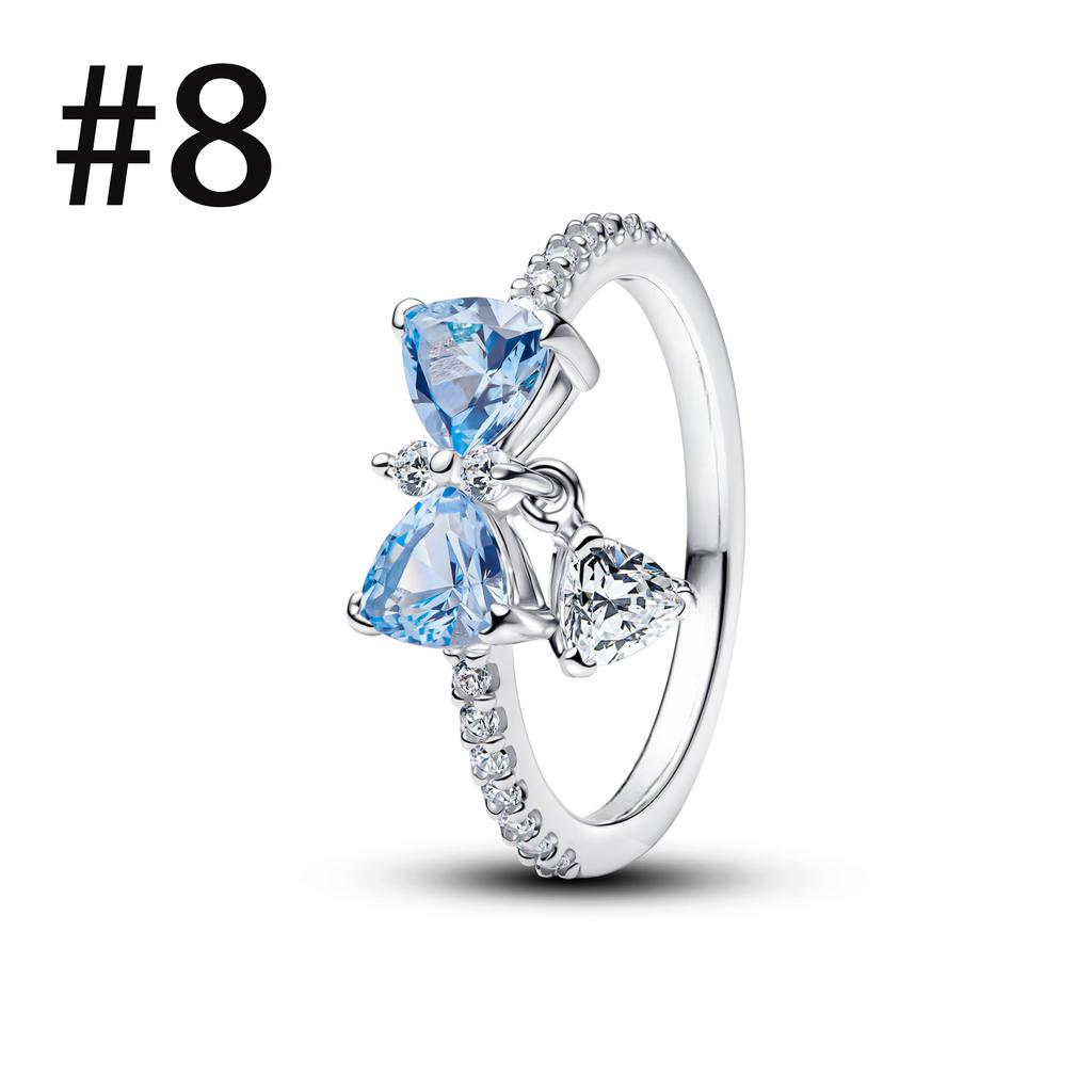 Luxury Original 925 Silver Heart-shaped Bow Flower Ring Fit Women's High-end Jewelry Parties Valentine's Day Gifts