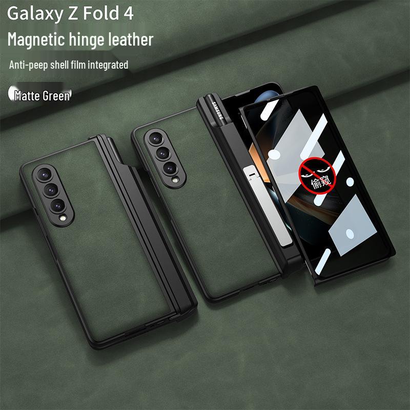 Samsung Z Fold 4 Anti-Peep Magnetic Phone Case with Stand & Pen Holder Without Pen