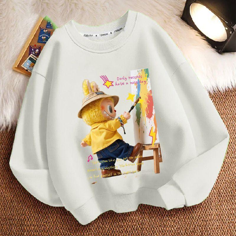 Children's Loose Round-neck Sweatshirt for Spring, Autumn and Winter, Cute Long-sleeved Loose Round-neck Coat for Boys and Girls