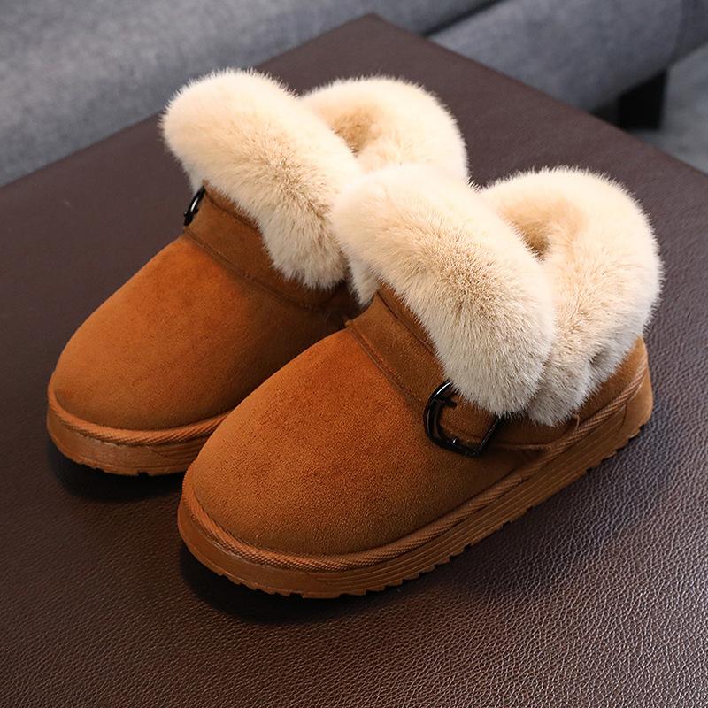 

2025 новые термоботинки для мальчиков и девочек из хлопка с начесом, утолщенные термоботинки из хлопка для отдыха на природе, зимние ботинки 32 (suitable for foot length 20cm) коричневый