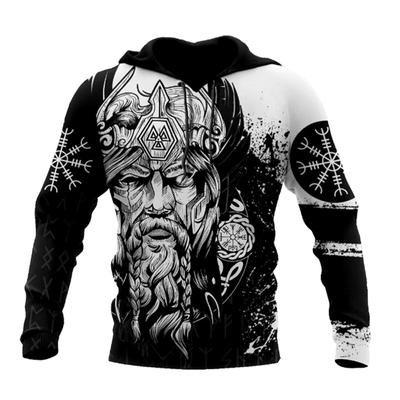 İlkbahar Sonbahar Modası Erkek Kazakları Erkek Viking Dövme Sembolleri 3D Baskılı Harajuku Kapşonlu Üstler Vintage Sweatshirt Büyük Boy Üstler