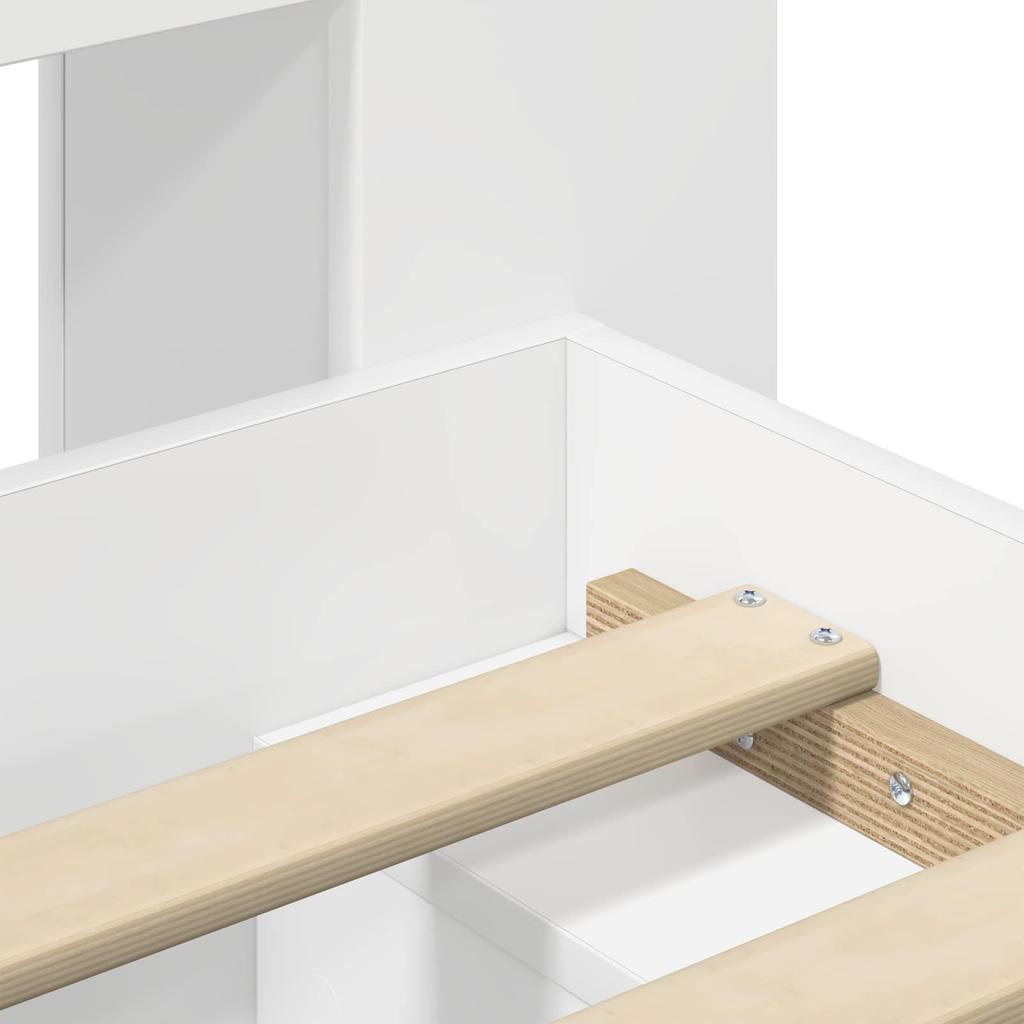 Bed Frame with Storage Space White 150 x 200 cm Wood Based Panel