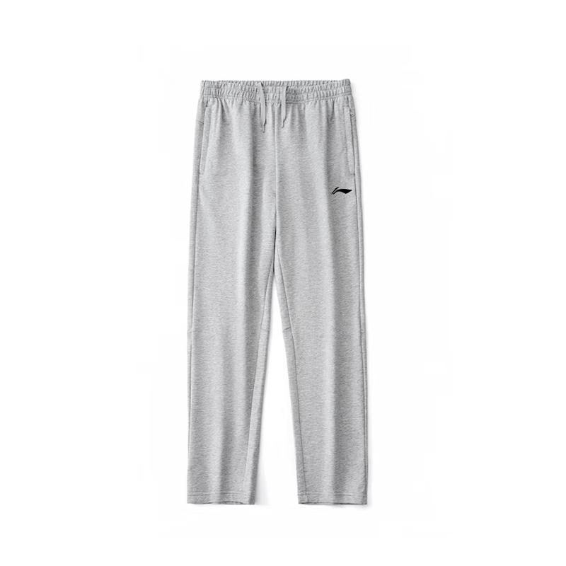 Li Ning Solid Color Logo Minimalist Style Casual Loose Fit Versatile Straight Fit Sweatpants Fall Winter Fleece Lined AKLVJ59-1 3XL