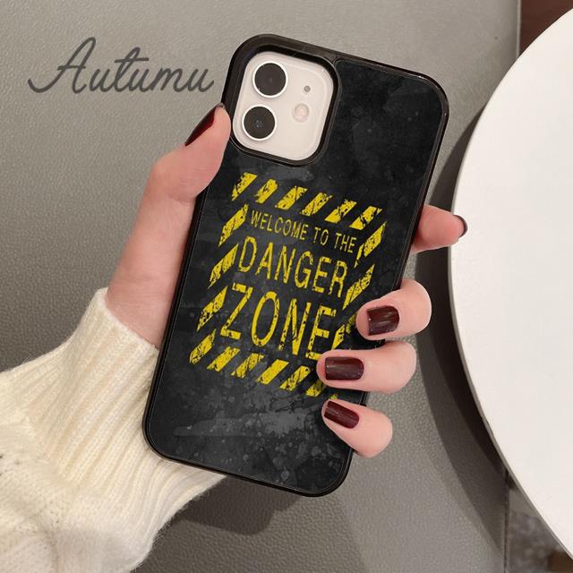 Funny Caution Tape Danger Phone Case for iPhone 11 12 13 14 Pro Max Mini XR XS SE 2020 6S 7 8 Plus Samsung Galaxy S21 S22 Cover