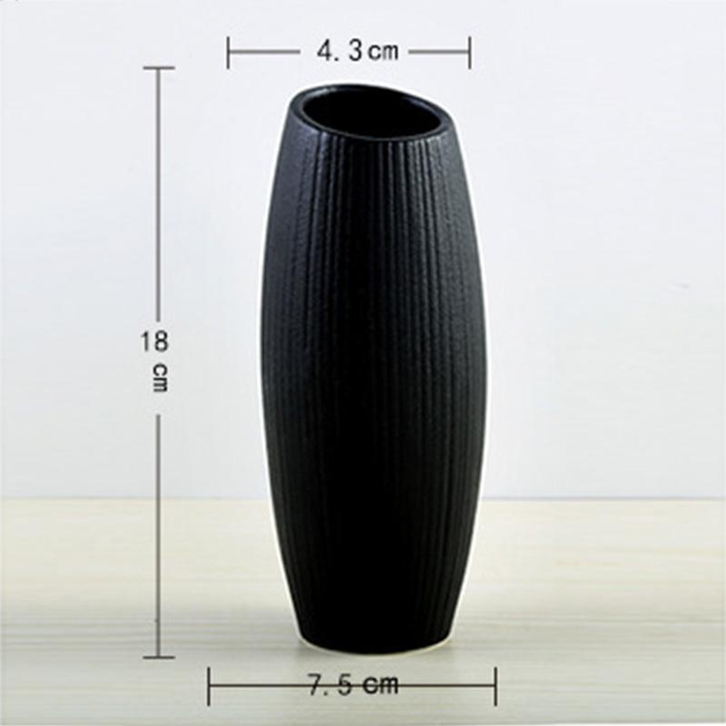 Modern Creative Classic Black Ceramic Vase Retro Vase Container Simple European Handmade Crafts Home Decoration LBS