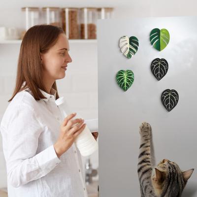 Simulierte tropische Blattdekoration Acryl-Epoxidharz Grünes Blattschild DIY Kühlschrankmagnet Handy Airbag Halter Zubehör