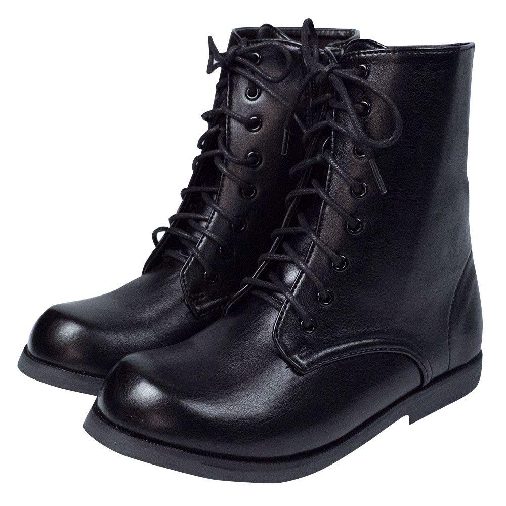 Boots for for Side 8 for Girls [KYOETSU] Children, Hakama, Lace-up, Zipper, Holes, (18.0cm, Black)