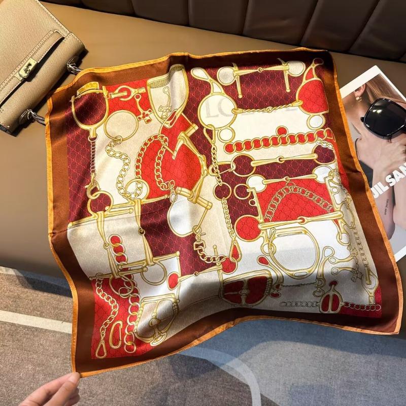 53cm Floral Printed Silk Square Scarf Women's Fashionable and Versatile Printed Scarves High-end Decorative Scarf Shawl Kerchief
