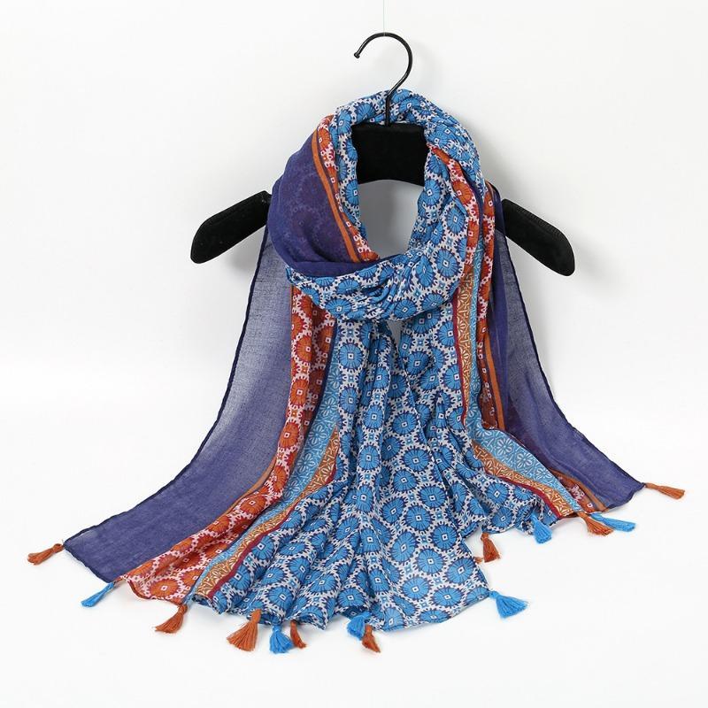 Autumn and winter small fresh rendering ink painting butterfly printing warm shawl, travel beach towel cotton and linen feel scarf