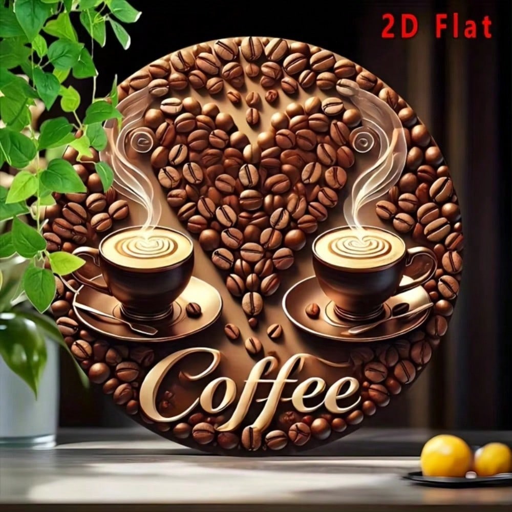 Metal Tin Sign Coffee Lovers Wall Art 8x8 Inches Waterproof Heat Resistant Home Decor