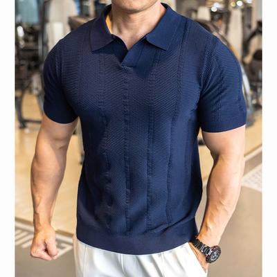 Short-Sleeved Knitted Sweater Men'S Premium Business Polo Shirt V-Neck Slim-Fit Korean Version