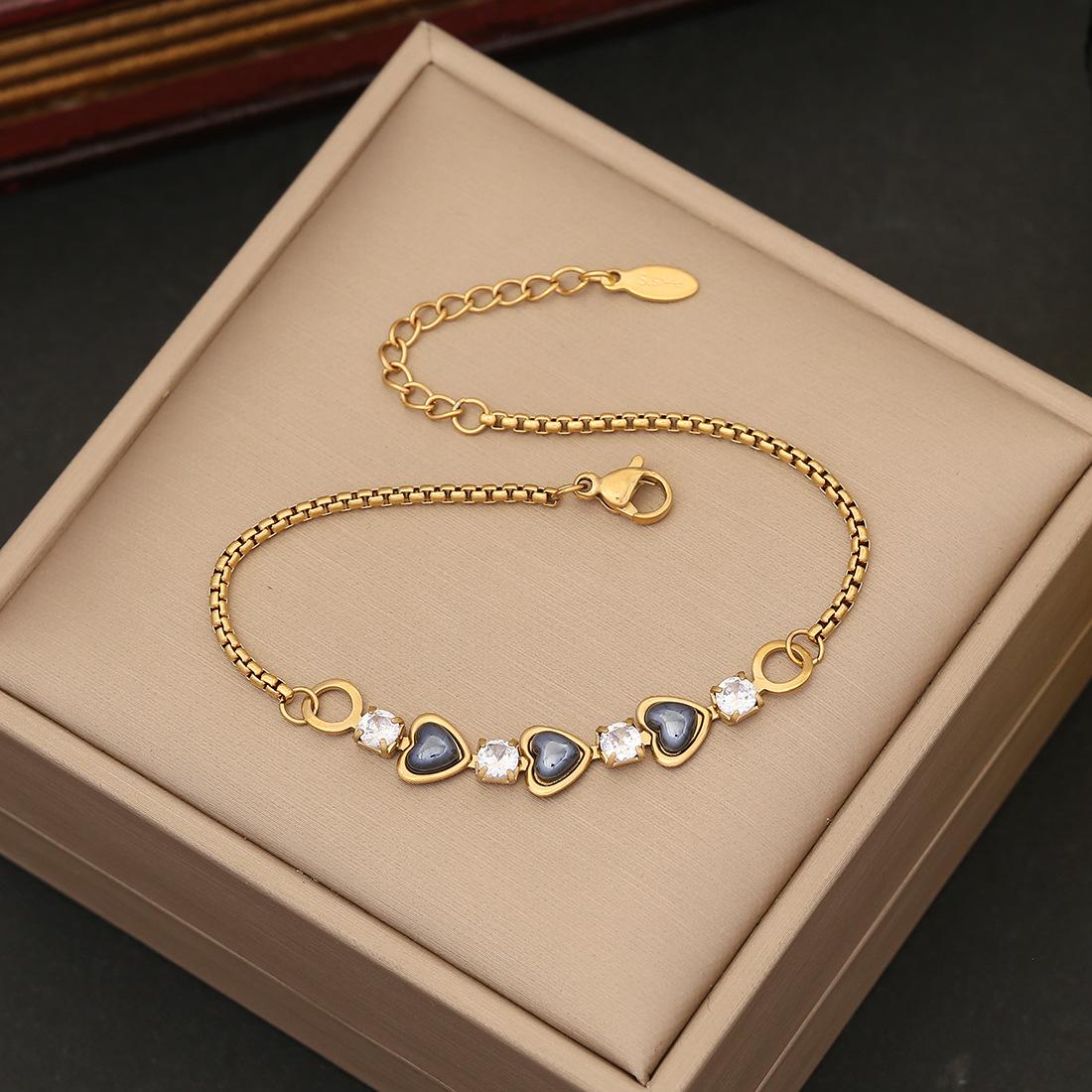 

Стильные женские браслеты из нержавеющей стали с цирконом в форме сердца, новинка 2023 года, регулируемый браслет, ювелирные аксессуары для свадебной вечеринки