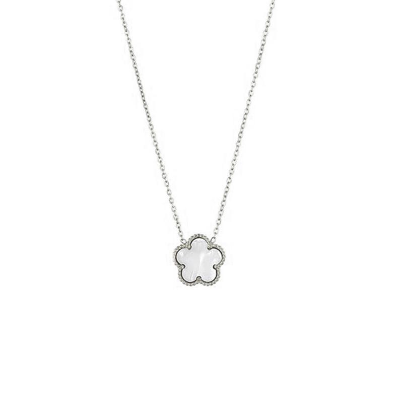 Gold Silver Color Pendant Necklaces Double Sided Flowers Stainless Steel Necklace Elegant Charms for Necklace Women Charm Clover