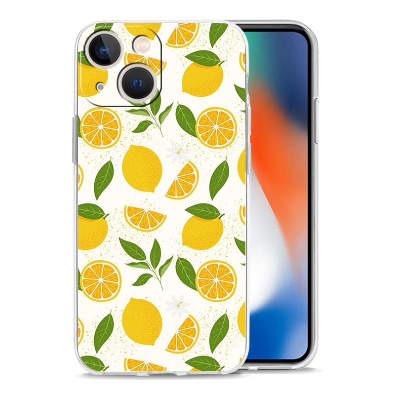 Fruit lemon Phone Case For iPhone 11 Cases iPhone 15 12 13 14 16 Pro Max X XR XS 14 15 Plus 16Pro iPhone16 Clear Cover
