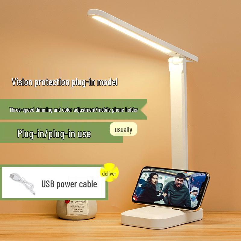 LED Folding Eye-Protection Desk Lamp, USB Night Light for Students, Bedroom, Dorm, and Reading